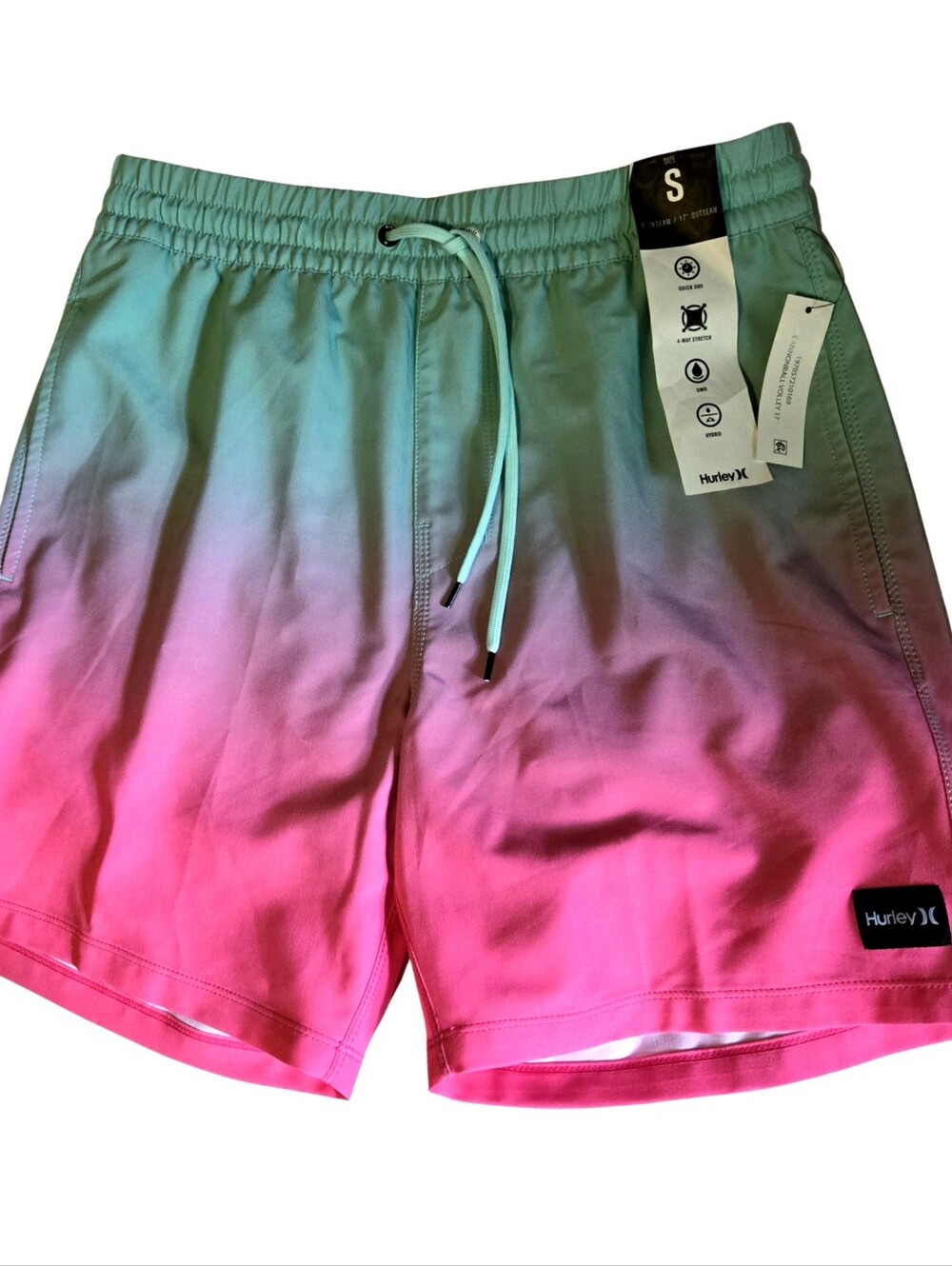 Hurley Ombre Mint to Pink Volley / Swim Trunks Mens Small